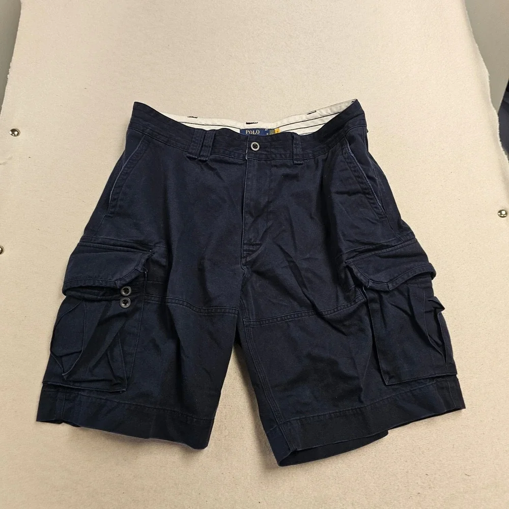 Polo Ralph Lauren Mens Navy Blue Cargo Shorts Classic Chino Size 36